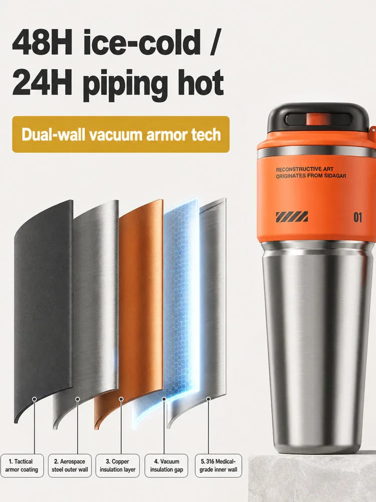 Large Stainless Steel Insulated Travel Tumbler with Straw – product image 8