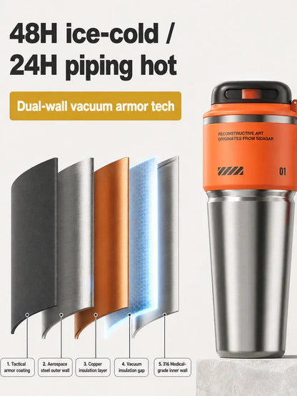 Large Stainless Steel Insulated Travel Tumbler with Straw – product image 8