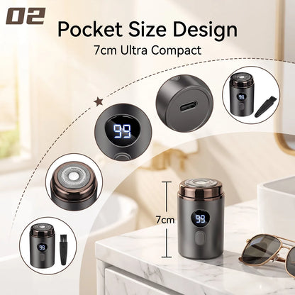 Mini Electric Shaver with Digital Display and Spare Head – product image 1
