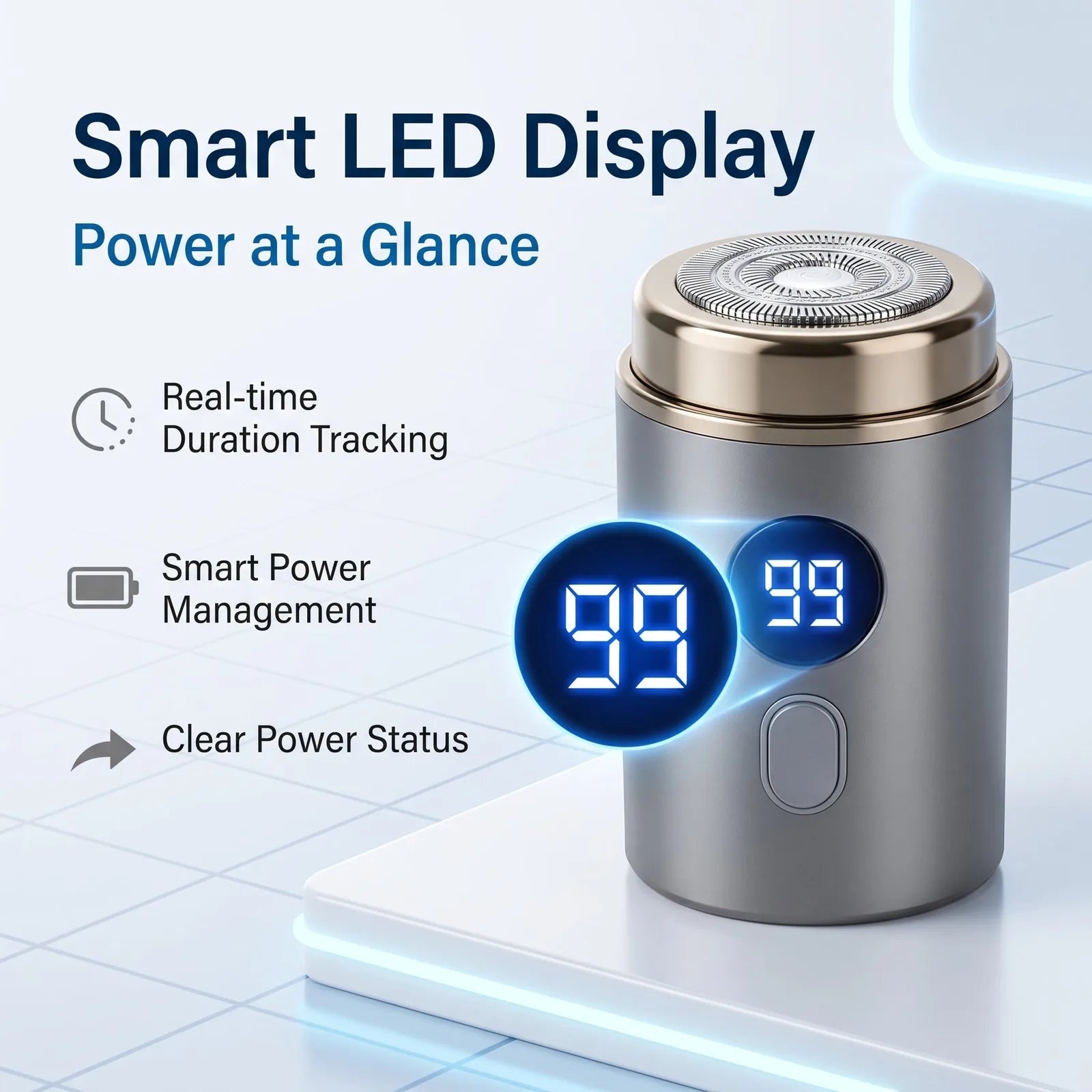 Mini Electric Shaver with Digital Display and Spare Head – product image 2