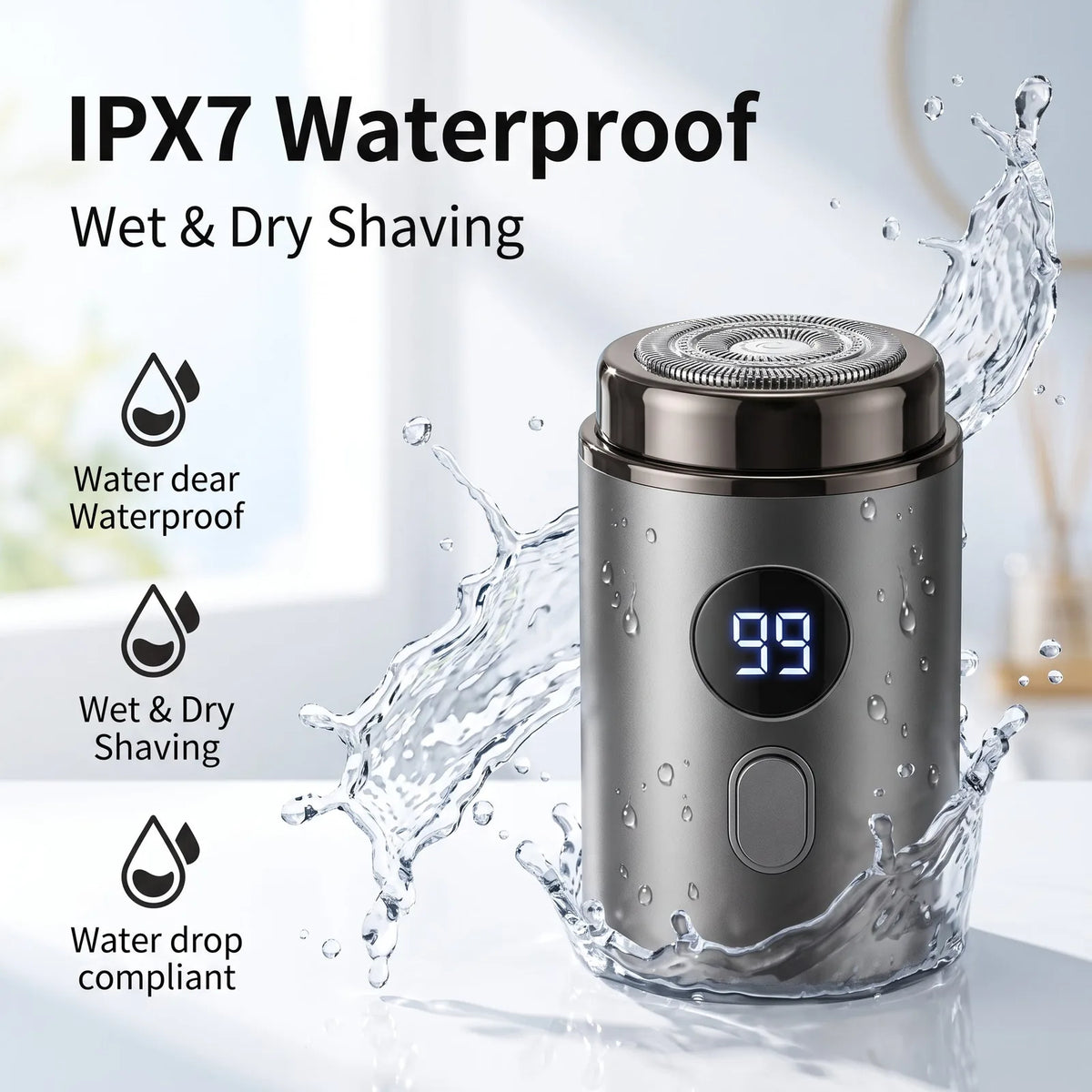 Mini Electric Shaver with Digital Display and Spare Head – product image 3