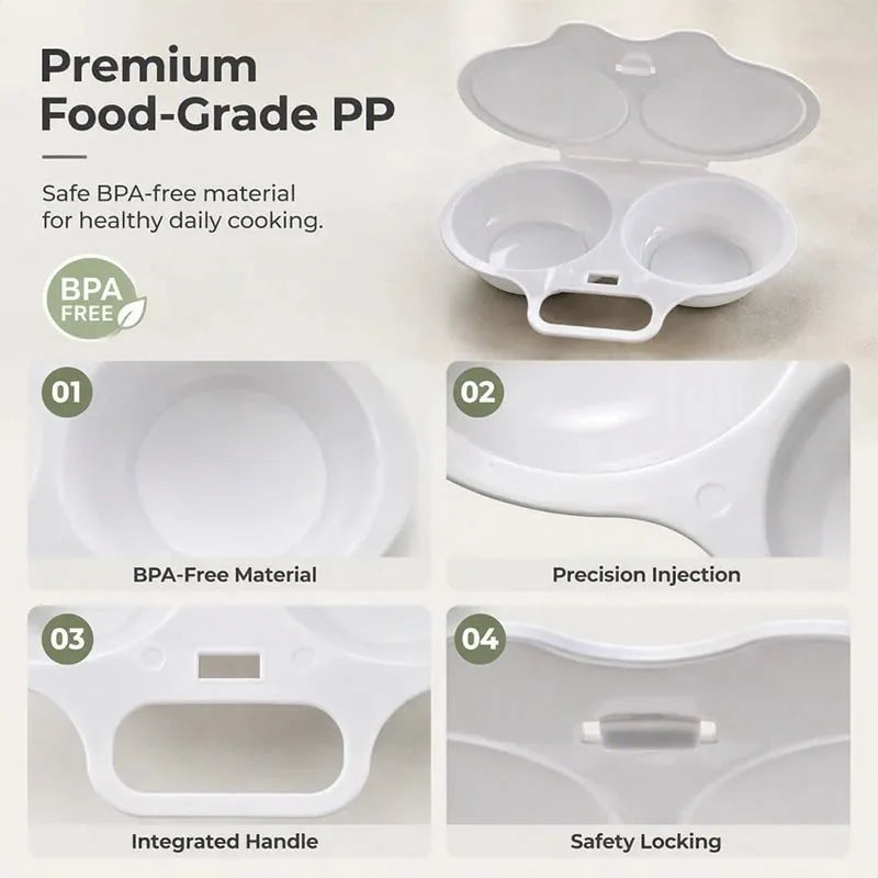 2-Piece Microwave Egg Poacher with Lid and Handle – product image 1
