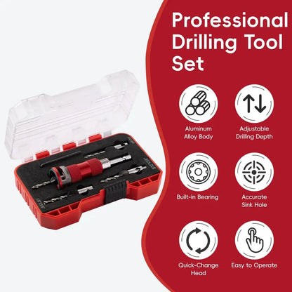4-Piece Countersink Drill Bit Set with Depth Stops – product image 2