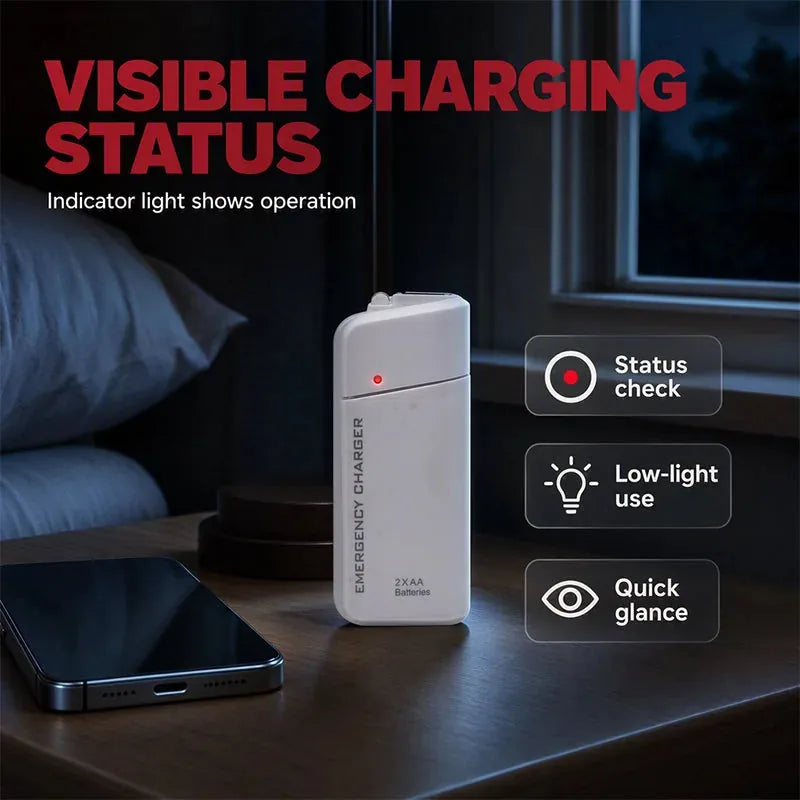 AA Battery Emergency Phone Charger with LED Flashlight – product image 1