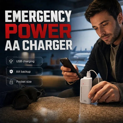 AA Battery Emergency Phone Charger with LED Flashlight – product image 2