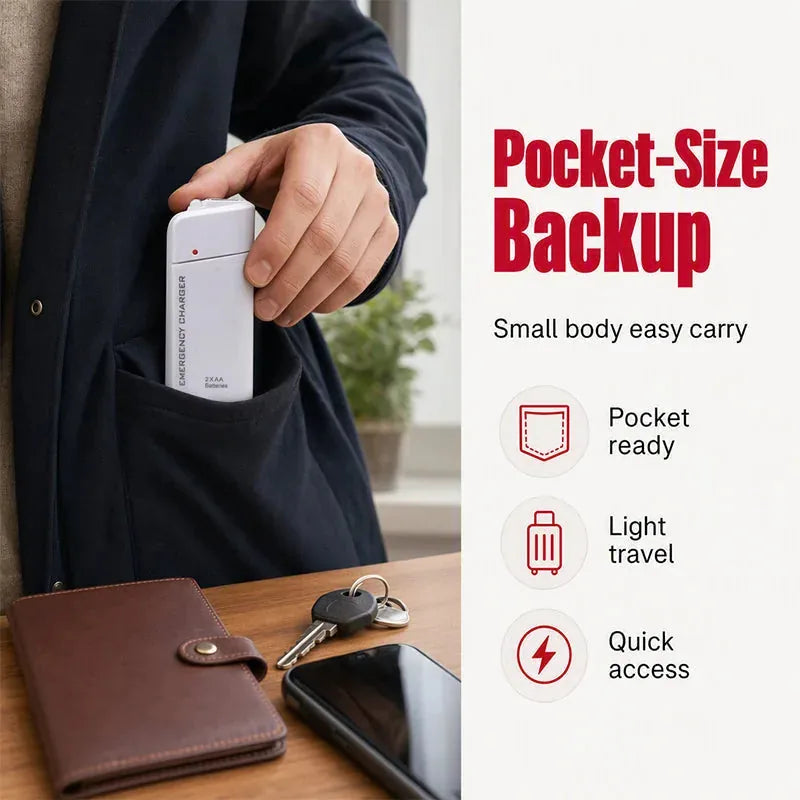 AA Battery Emergency Phone Charger with LED Flashlight – product image 5