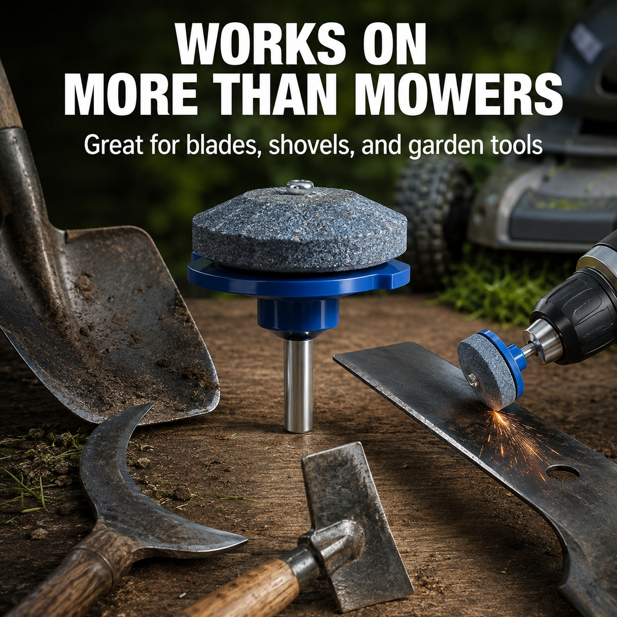 Lawn Mower Blade Sharpener Drill Attachment Set – image 4
