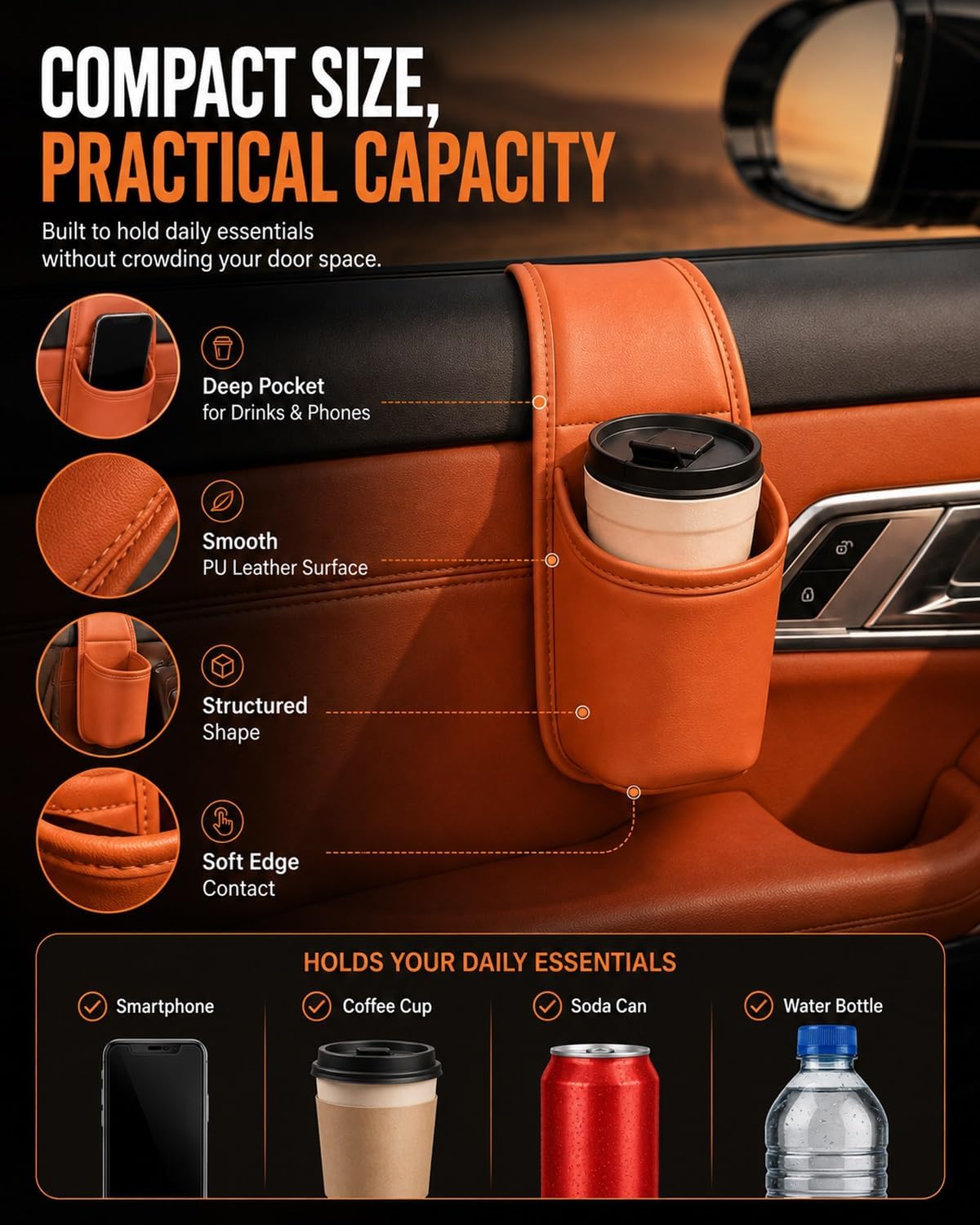 Car Door Cup Holder Storage Pocket – image 5