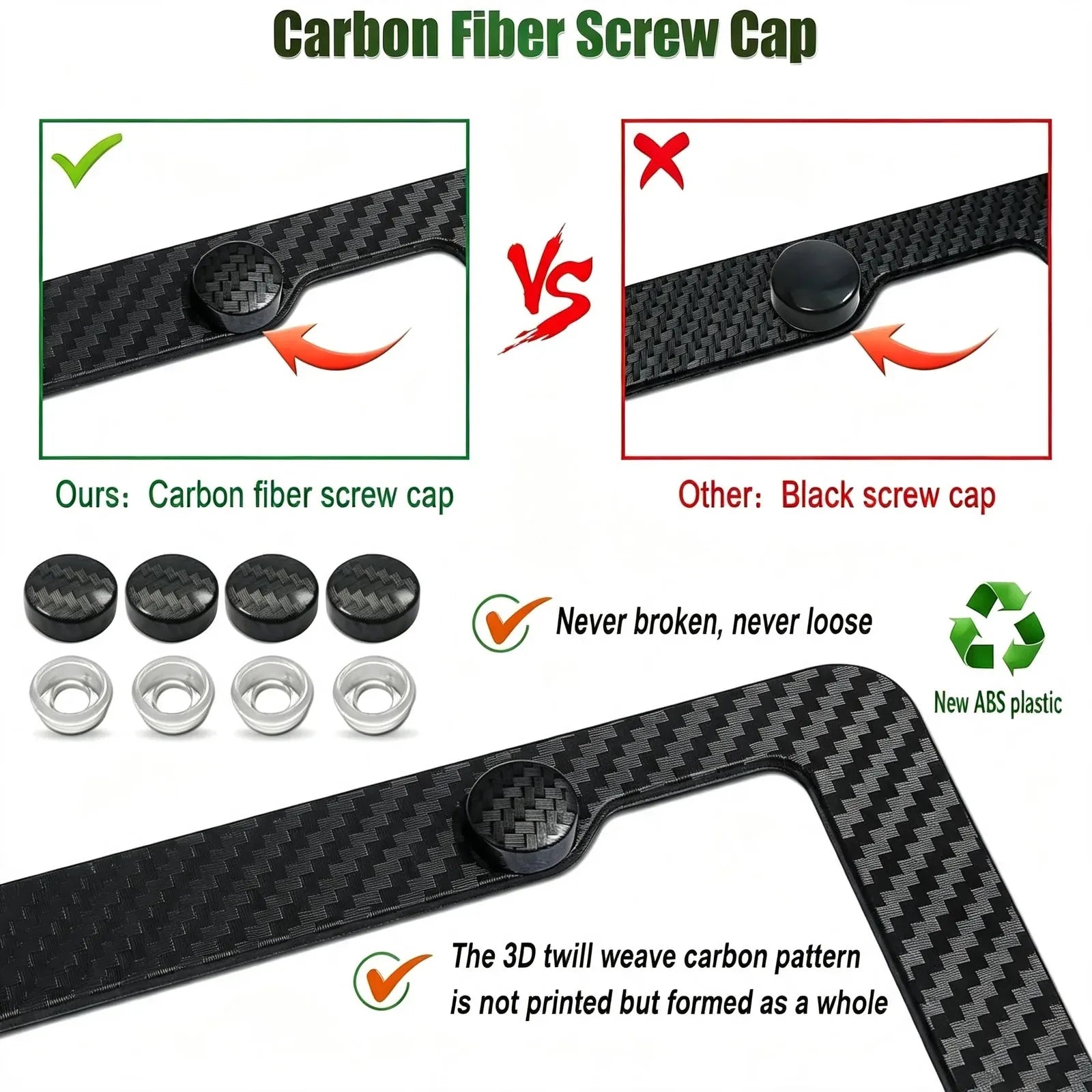 Carbon-Fiber Look License Plate Frames – 2-Pack – product image 4