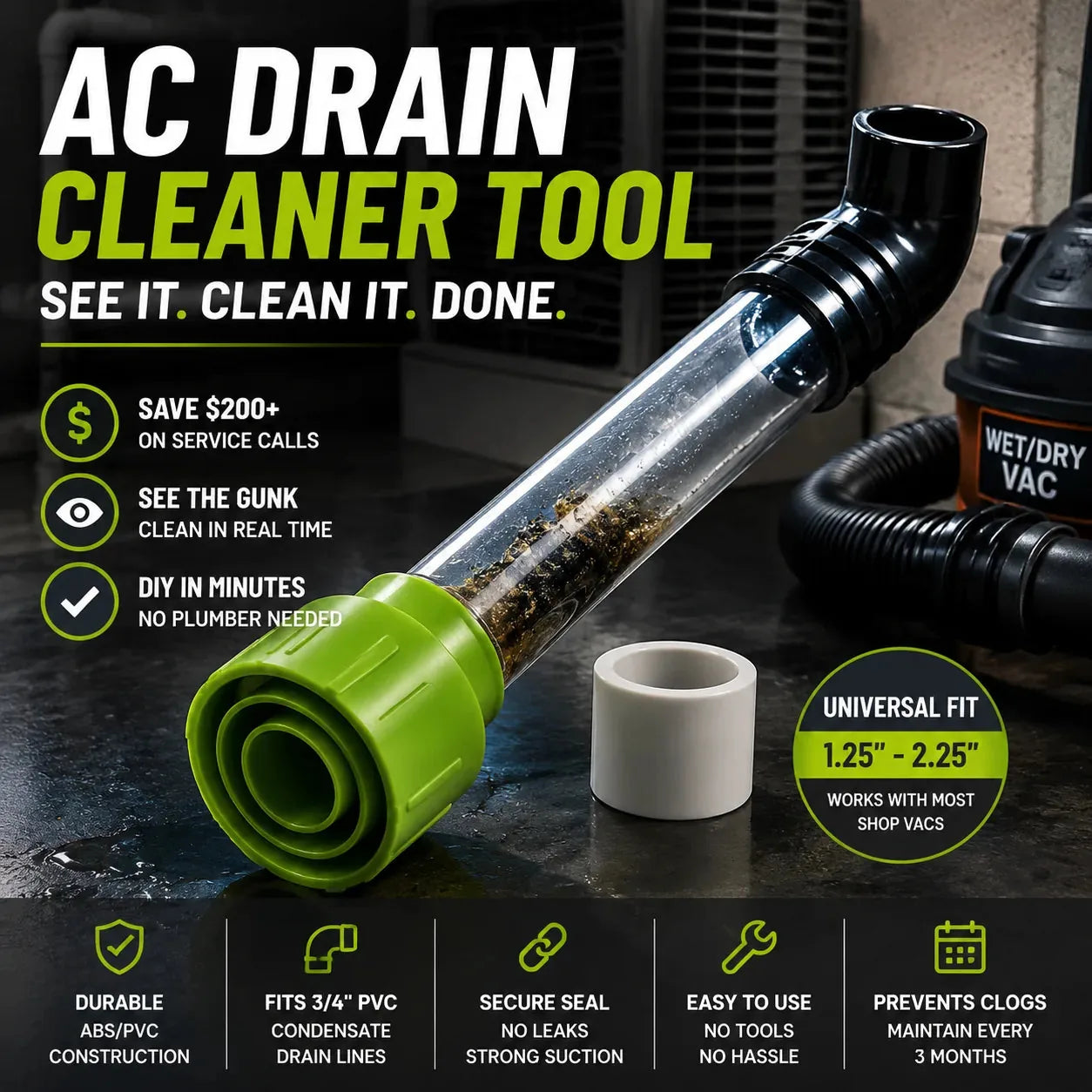 HVAC Condensate Drain Line Cleaning Adapter Kit – product image 4