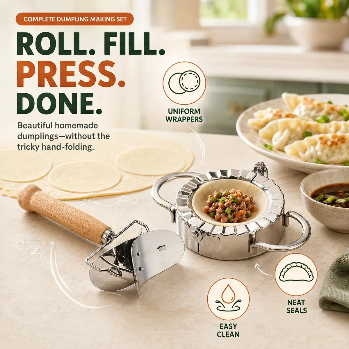 Dumpling Press and Wrapper Cutter Set – product image 5