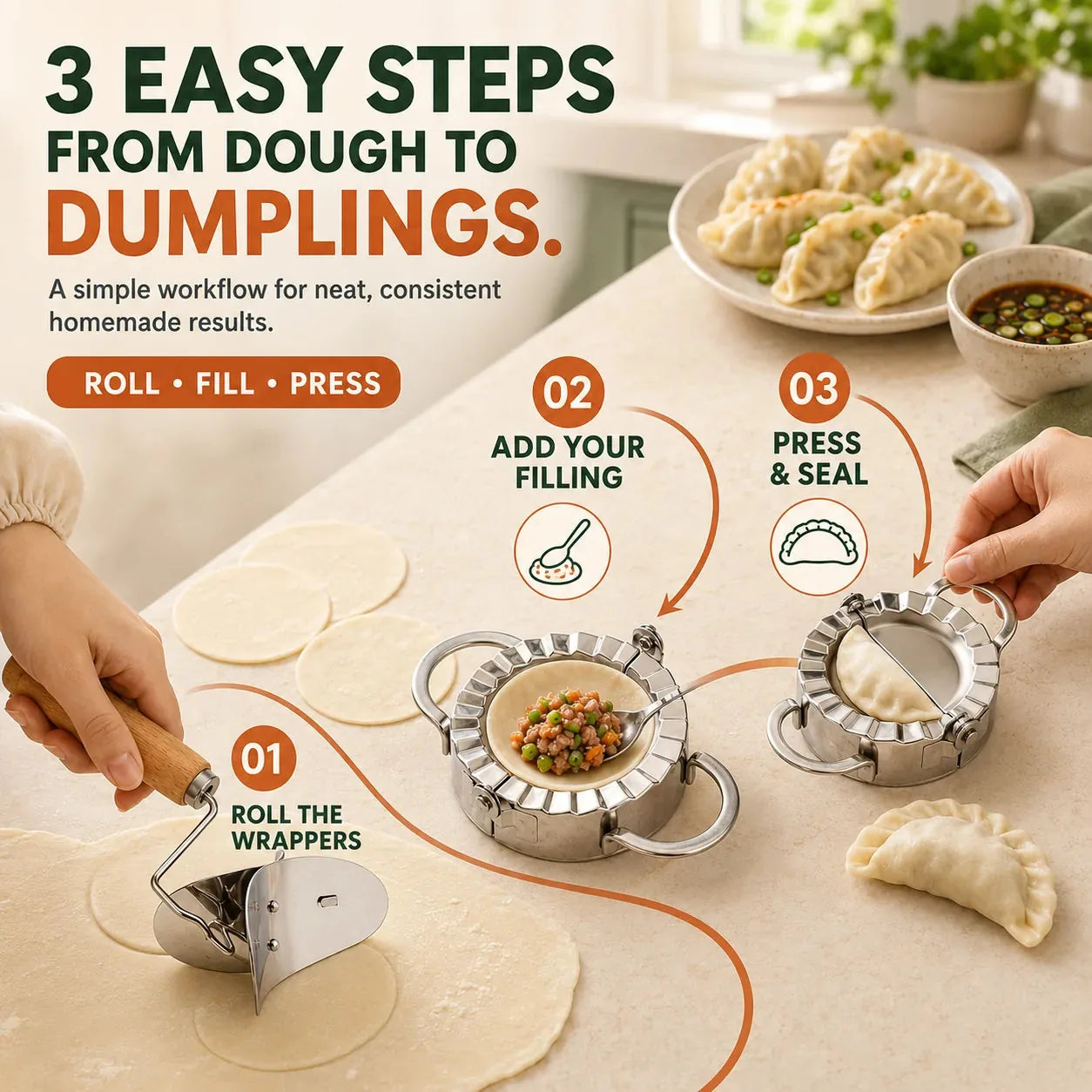 Dumpling Press and Wrapper Cutter Set – product image 7