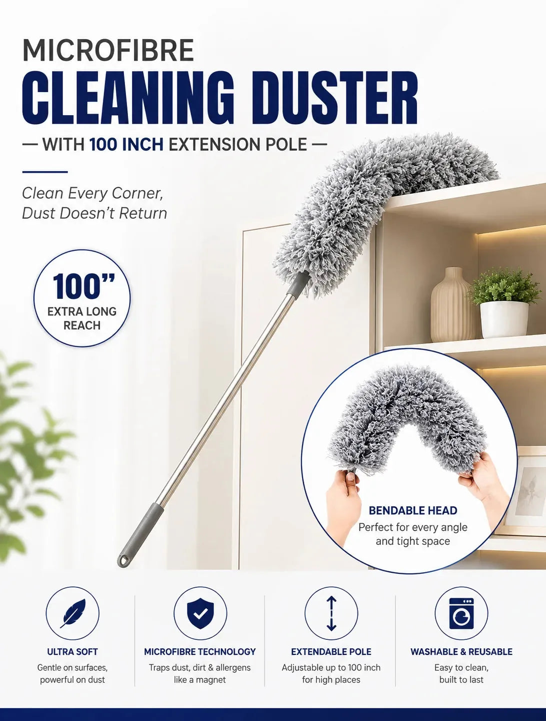2.5 m Extendable Microfiber Duster – product image 4