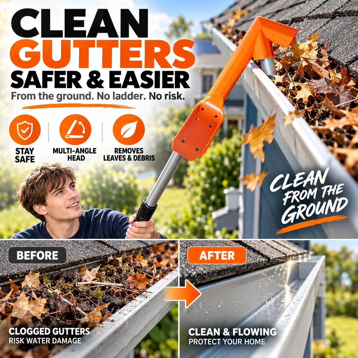 Extendable Ground-Level Gutter Cleaning Tool – image 7