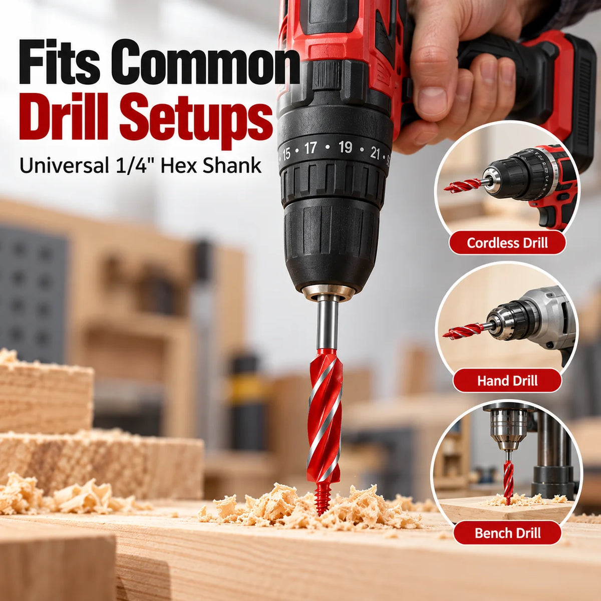 Four-Flute Woodworking Drill Bit Set – 8 Piece – image 3