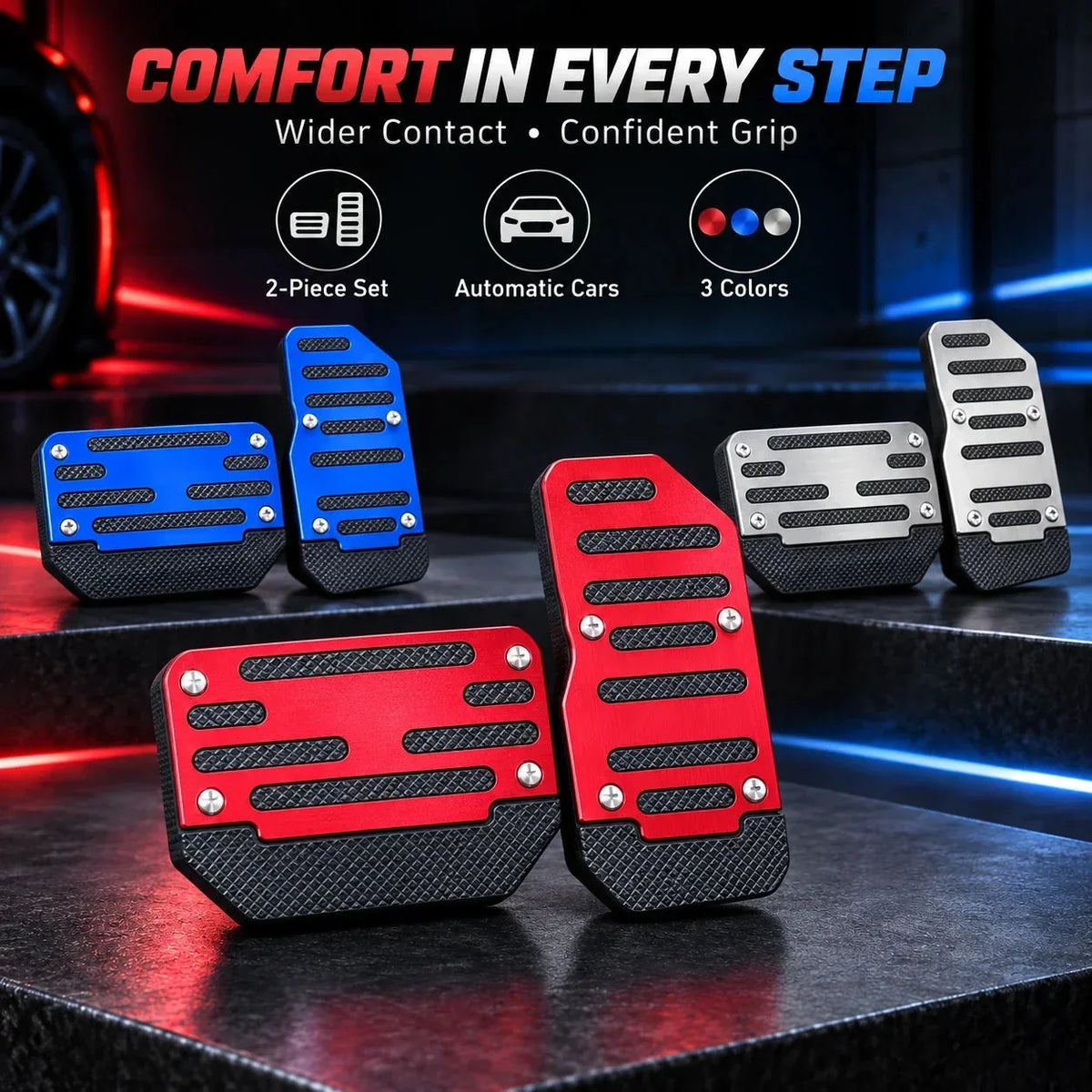 Aluminum Car Pedal Covers – 3 Piece Set – image 1