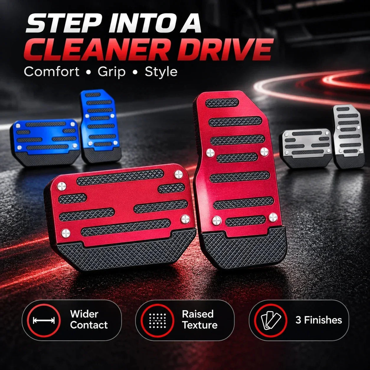 Aluminum Car Pedal Covers – 3 Piece Set – image 2