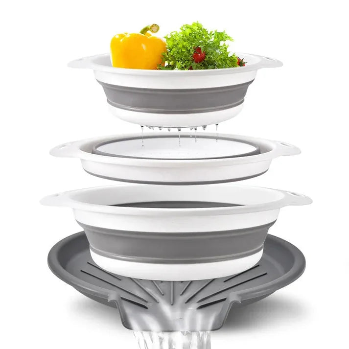 Foldable Drain Basket Set with Base – image 1
