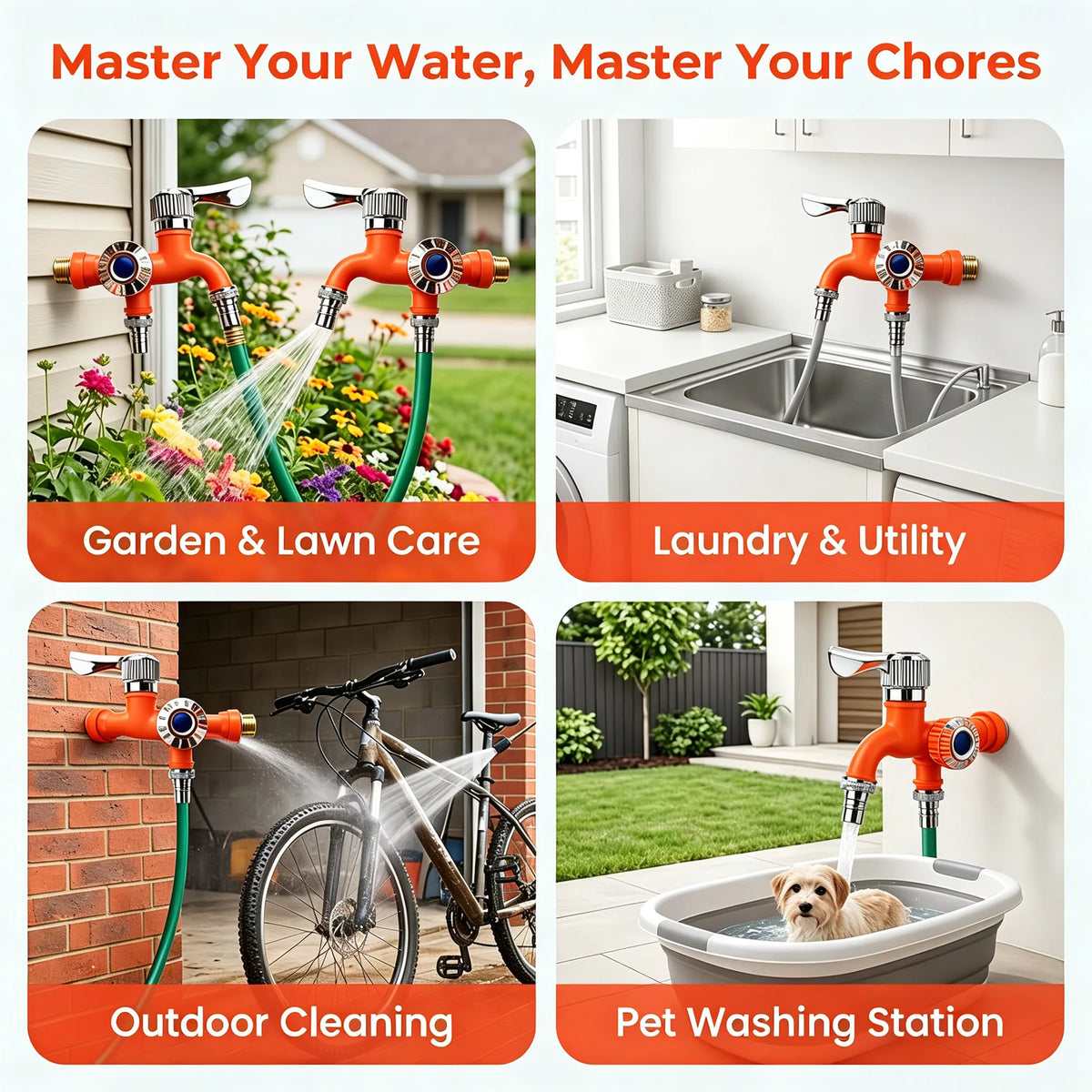 Dual-Outlet Faucet Adapter for Garden and Utility Hoses – image 3