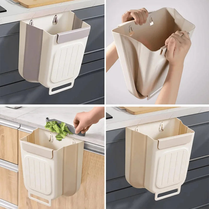 Foldable Hanging Kitchen Trash Bin for Cabinet Doors – image 9