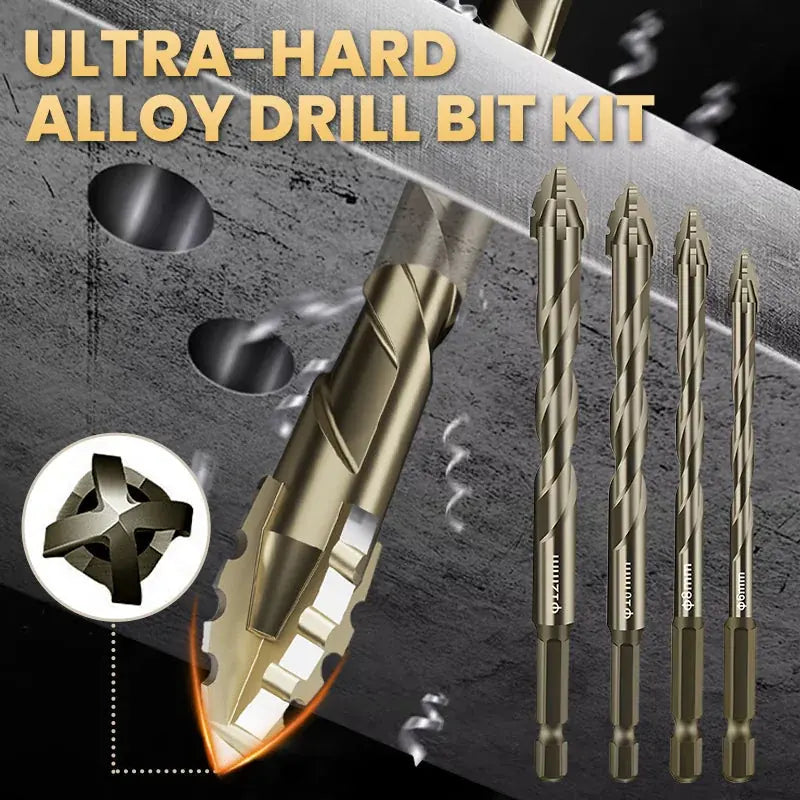 4-Piece Carbide Serrated Drill Bit Set for Clean Multi-Size Holes – image 1
