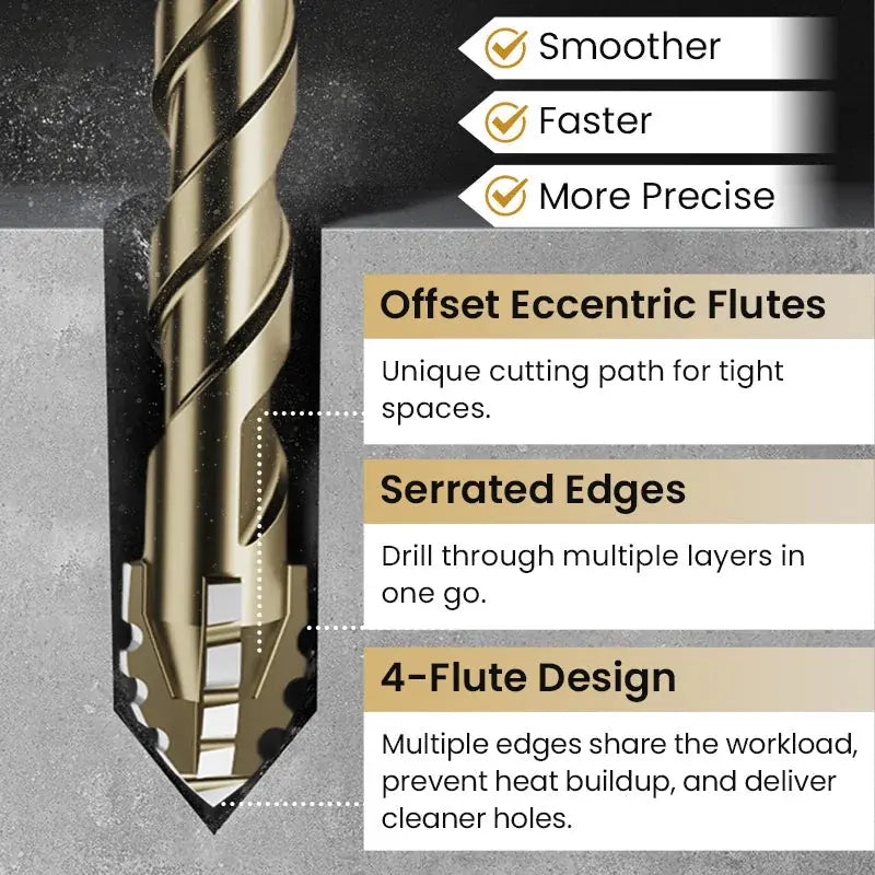 4-Piece Carbide Serrated Drill Bit Set for Clean Multi-Size Holes – image 4