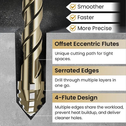 4-Piece Carbide Serrated Drill Bit Set for Clean Multi-Size Holes – image 4