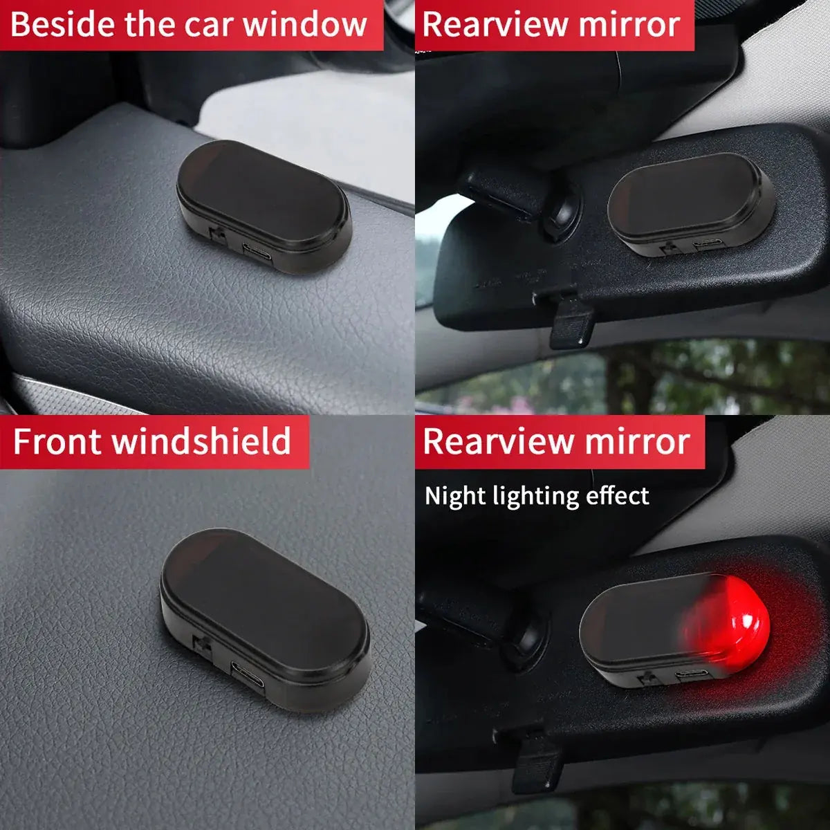 Solar-Powered Car Warning Light Pair with Automatic Flash Effect – image 2