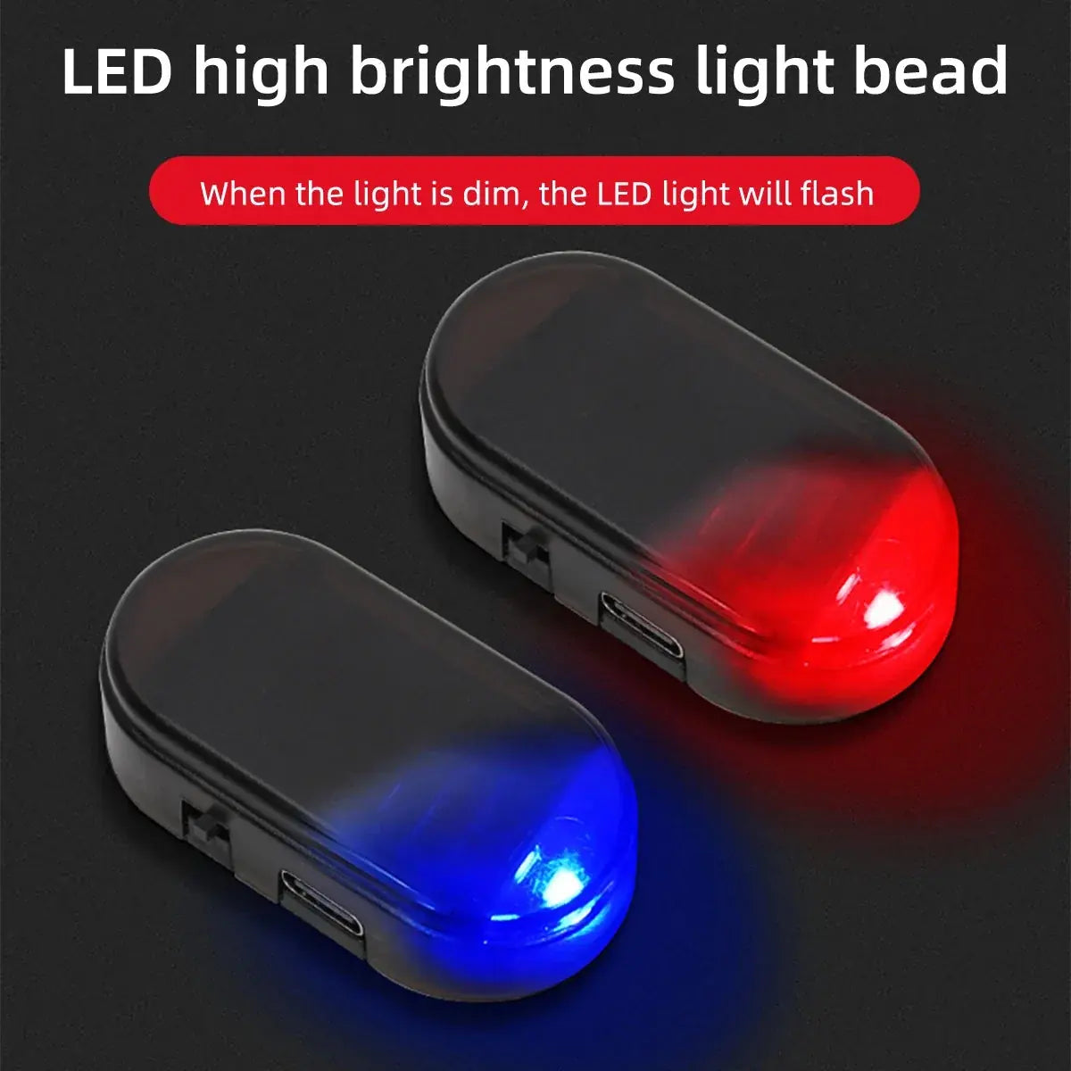 Solar-Powered Car Warning Light Pair with Automatic Flash Effect – image 5