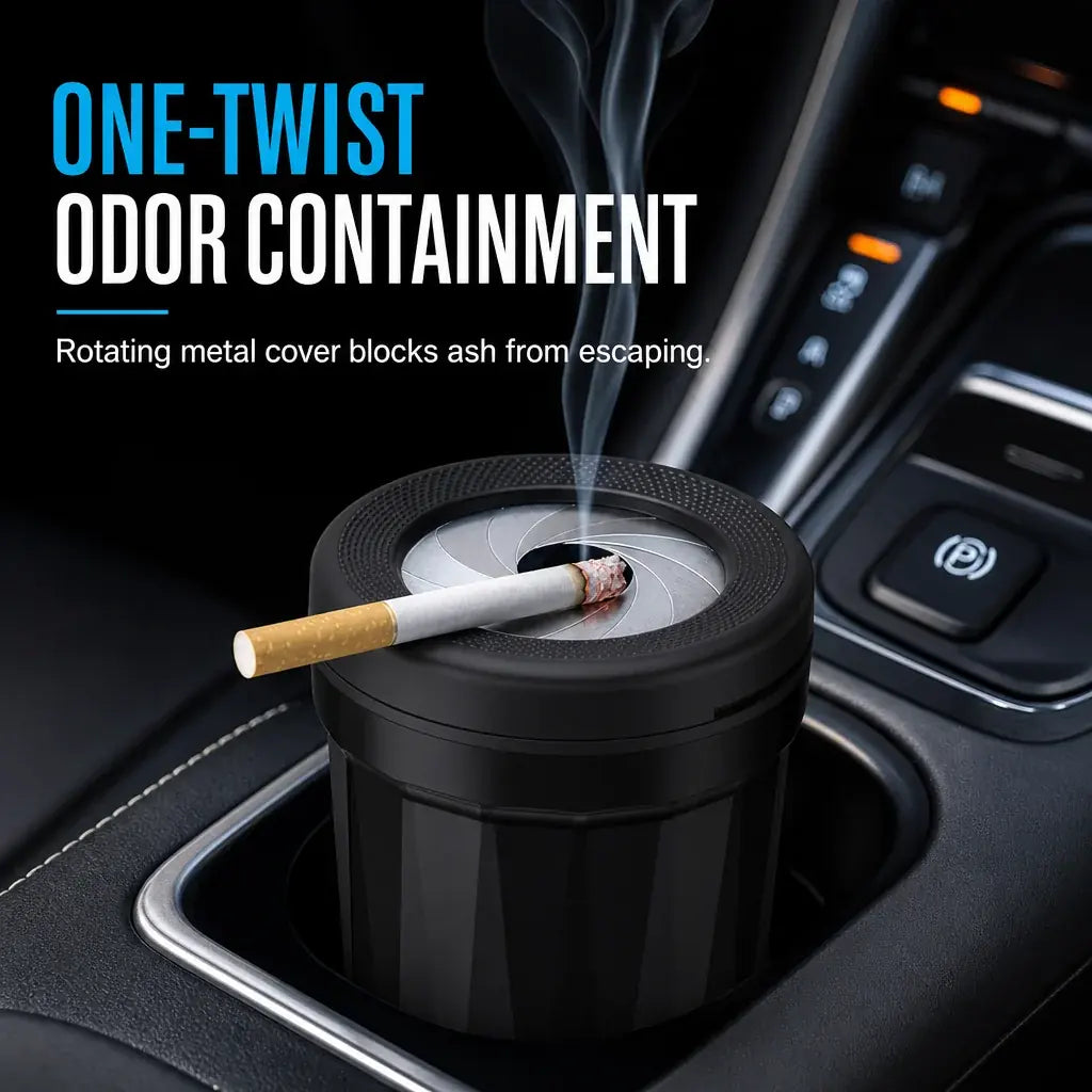 Sealed Mini Car Ashtray with Twist Lid for Cleaner Small-Space Storage – image 2