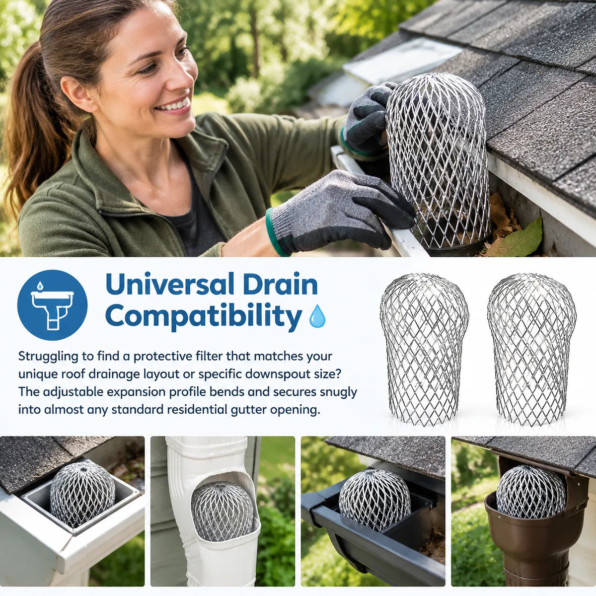 Expandable Gutter Downspout Leaf Strainer Set – image 4