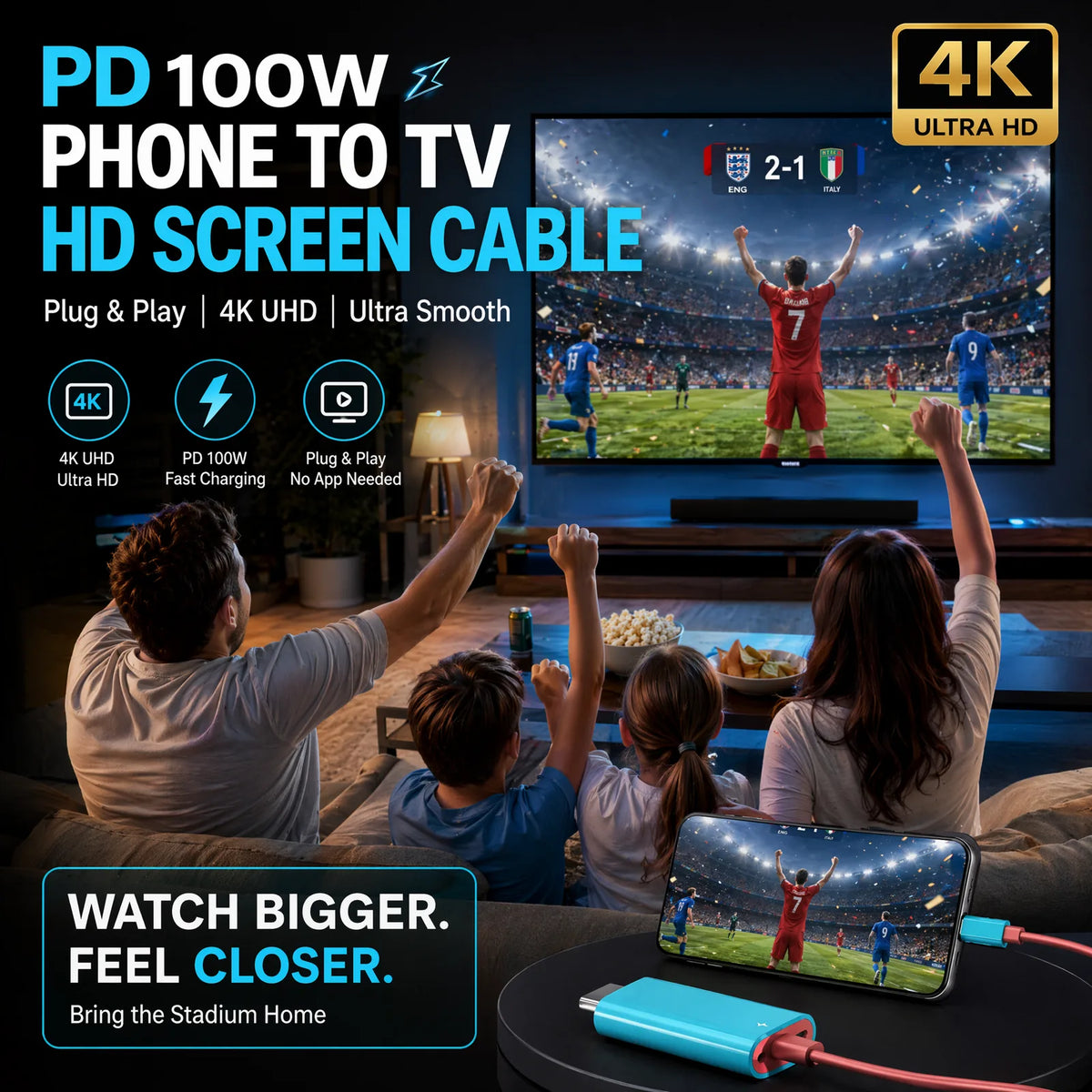 USB-C to HDMI Screen Mirroring Cable in Red or Blue – image 1