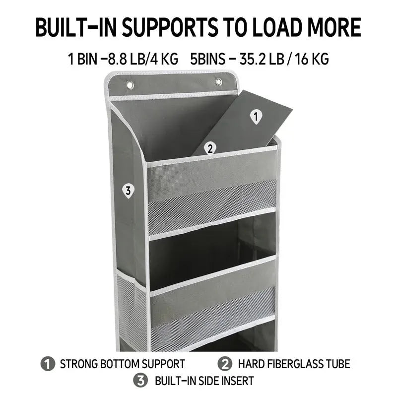 Five-Tier Hanging Closet Organizer in Beige or Gray – image 4