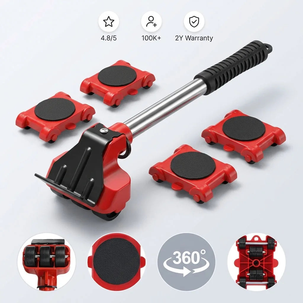 Five-Piece Furniture Mover Set with Eight-Wheel Dollies – image 1