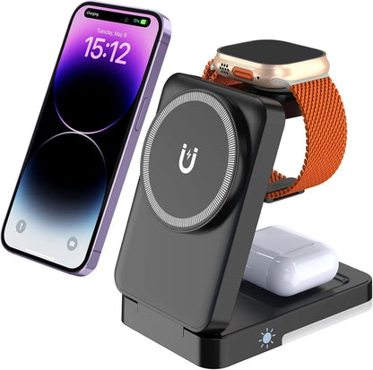 Foldable Three-in-One Magnetic Wireless Charging Stand — view 1