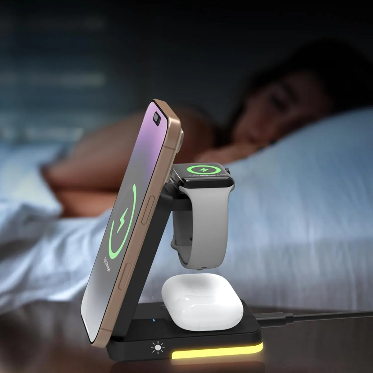 Foldable Three-in-One Magnetic Wireless Charging Stand — view 2