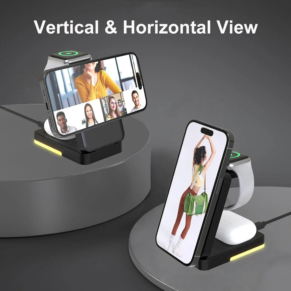 Foldable Three-in-One Magnetic Wireless Charging Stand — view 3