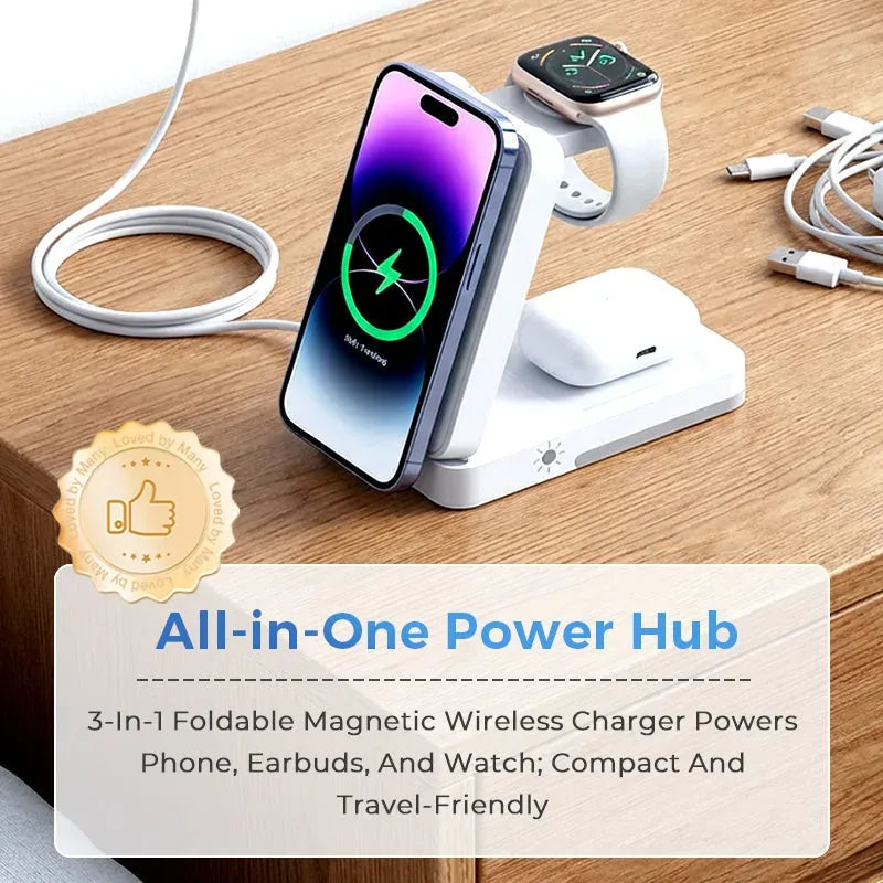 Foldable Three-in-One Magnetic Wireless Charging Stand — view 8