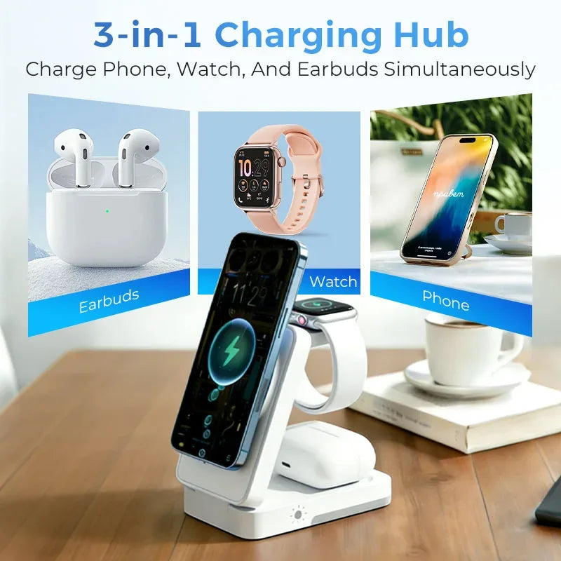 Foldable Three-in-One Magnetic Wireless Charging Stand — view 9
