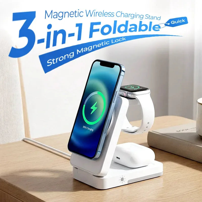 Foldable Three-in-One Magnetic Wireless Charging Stand — view 11