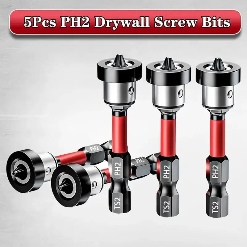 Magnetic PH2 Drywall Screwdriver Bits with Depth Stops, 5-Piece Set — view 2