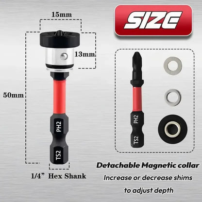 Magnetic PH2 Drywall Screwdriver Bits with Depth Stops, 5-Piece Set — view 7