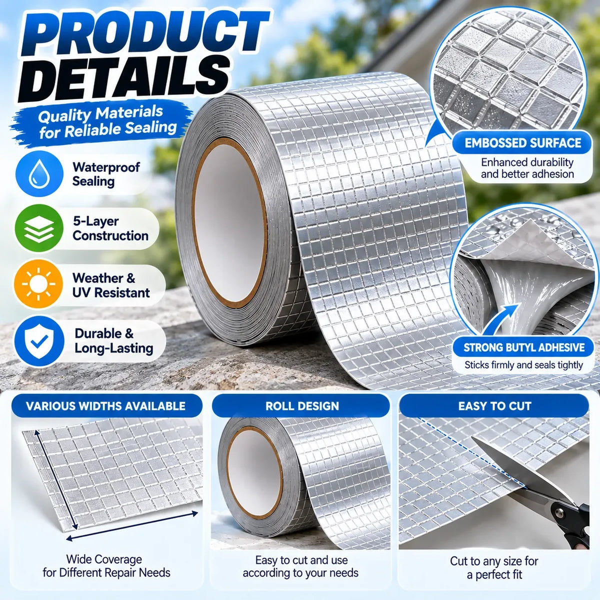 Heavy-Duty Waterproof Butyl Sealing Tape, 10 m Roll — view 4