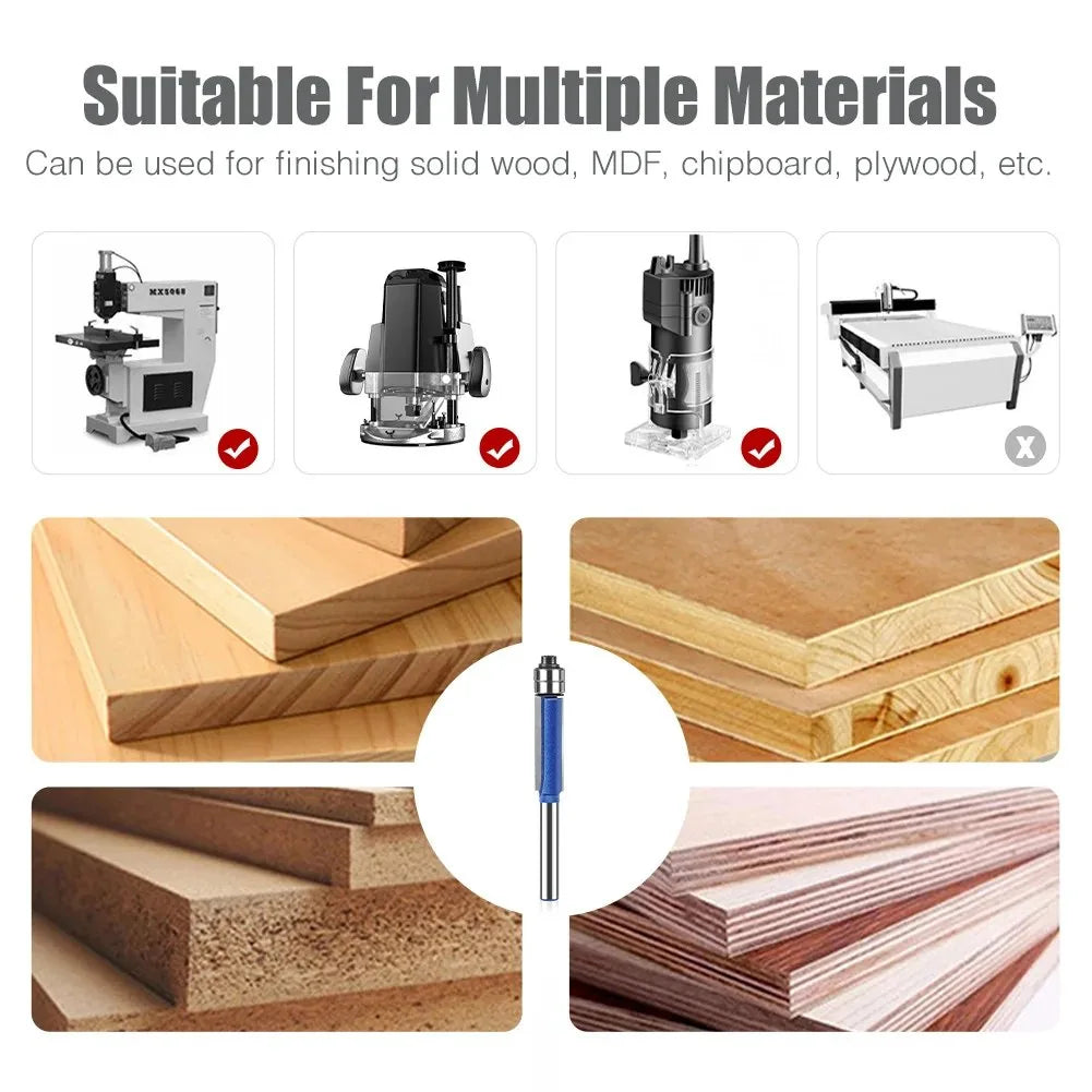 4-Piece Dual-Bearing Flush Trim Router Bit Set, 1/4-Inch Shank — view 4