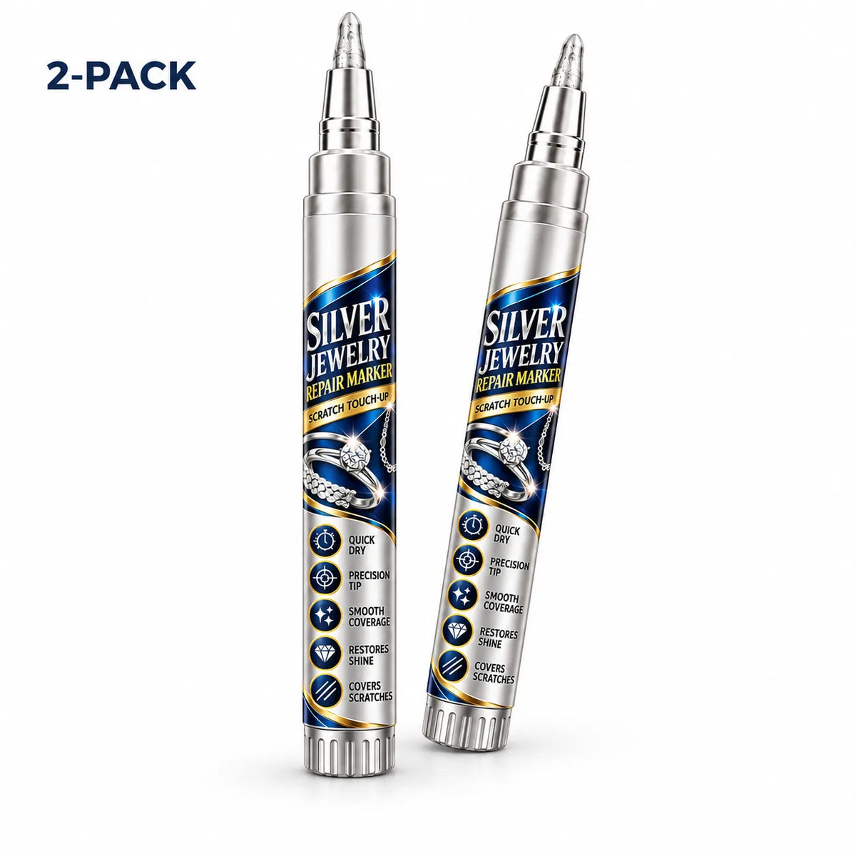 Silver-Tone Jewelry Touch-Up Pens for Small Cosmetic Marks, 2-Pack — view 1