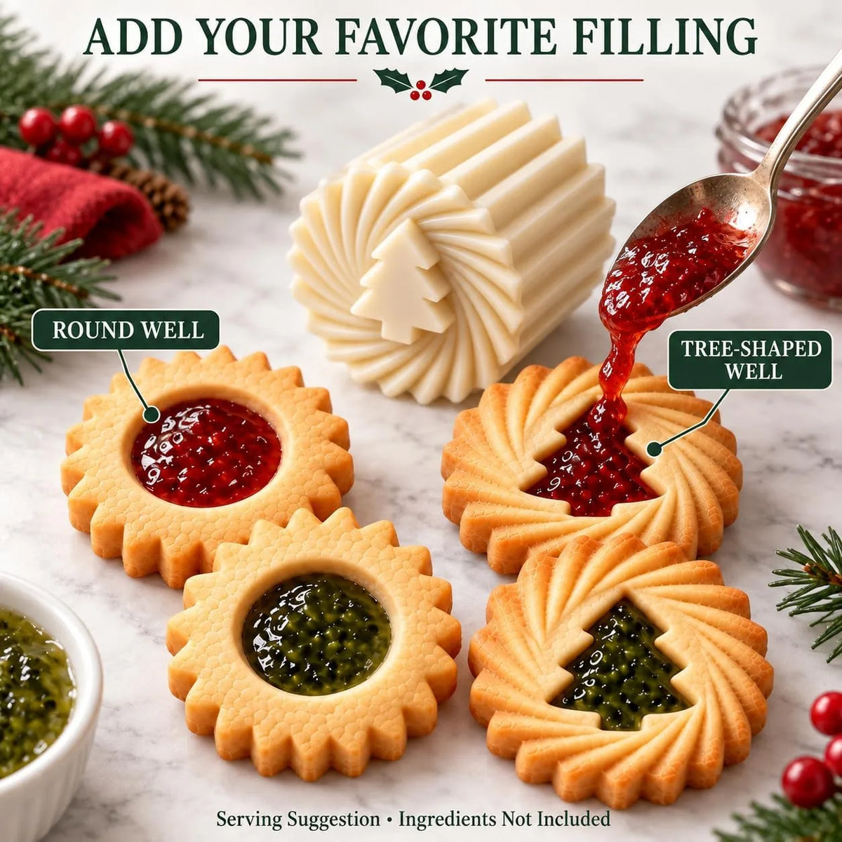 Double-Ended Christmas Tree Cookie Press Mold Set, 2-Pack — view 4