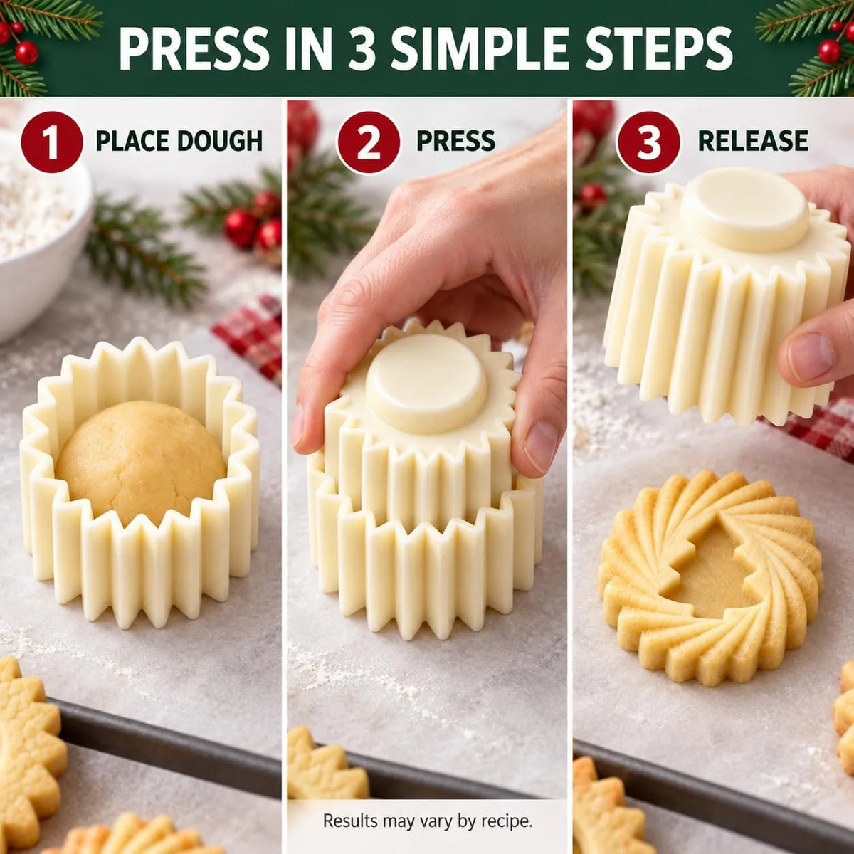 Double-Ended Christmas Tree Cookie Press Mold Set, 2-Pack — view 5