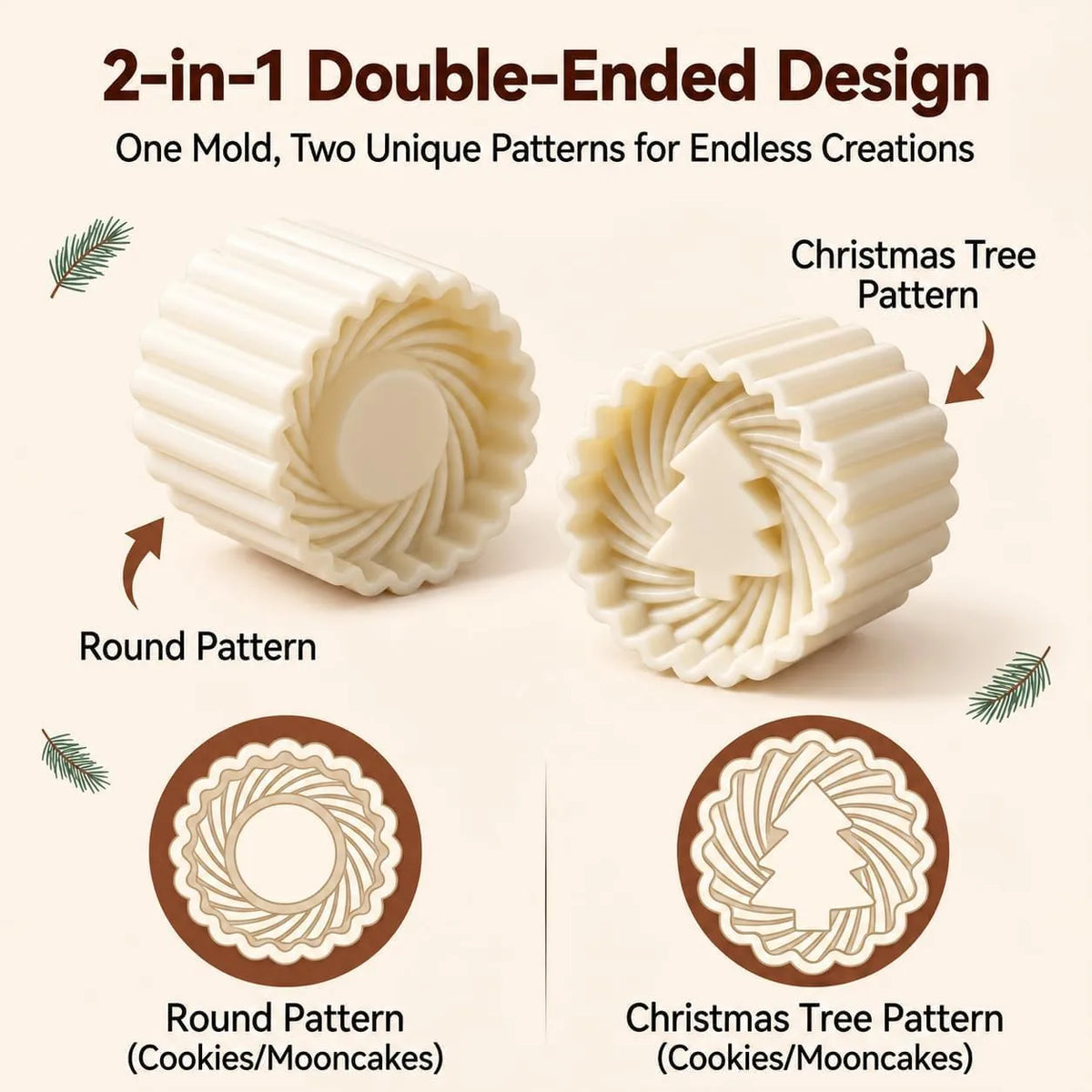 Double-Ended Christmas Tree Cookie Press Mold Set, 2-Pack — view 7